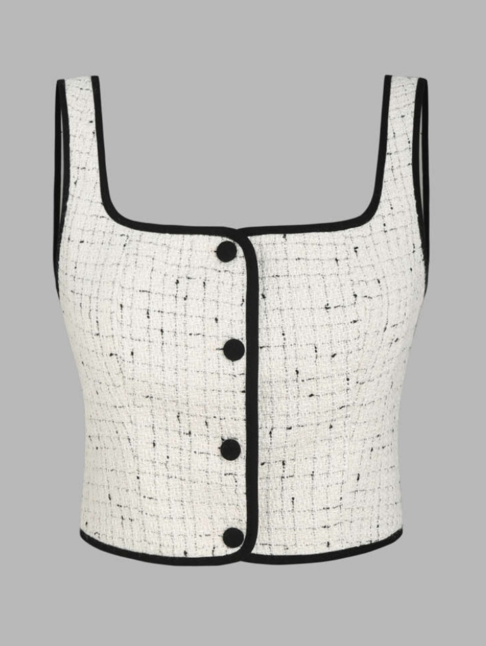 Women's Cider Black and White Trendy Classic Tweed Top